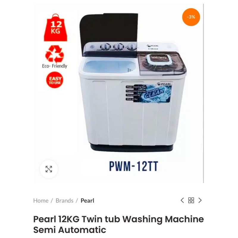 Pearl 12KG Twin Tub Washing Machine Semi Automatic