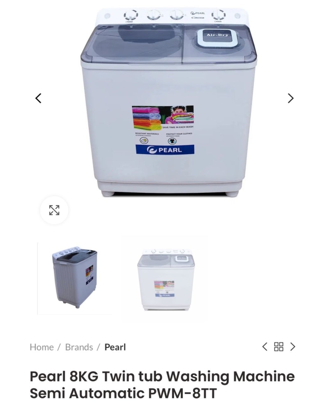 Pearl 8KG Twin Tub Washing Machine Semi Automatic PWM-8TT