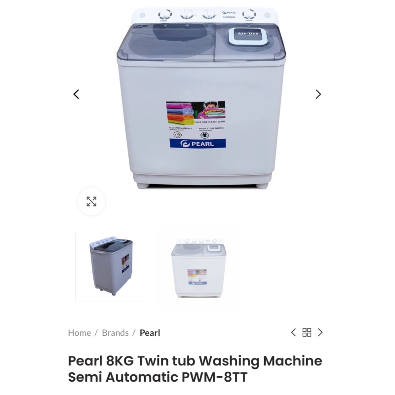 Pearl 8KG Twin Tub Washing Machine Semi Automatic PWM-8TT